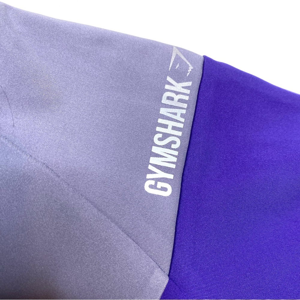 Gymshark Asymmetric Crop Top Steel Blue Indigo Purple Short Sleeve Size Medium - Picture 4 of 9